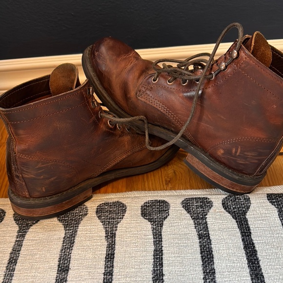 Wolverine Brown Leather Work Boots Full-Grain Lace-Up - Picture 4 of 4